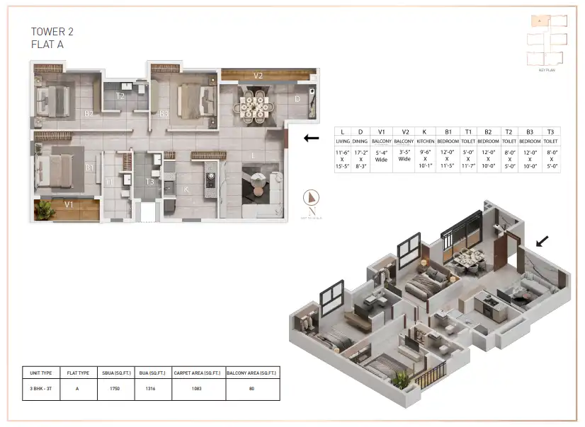 3 BHK 3T